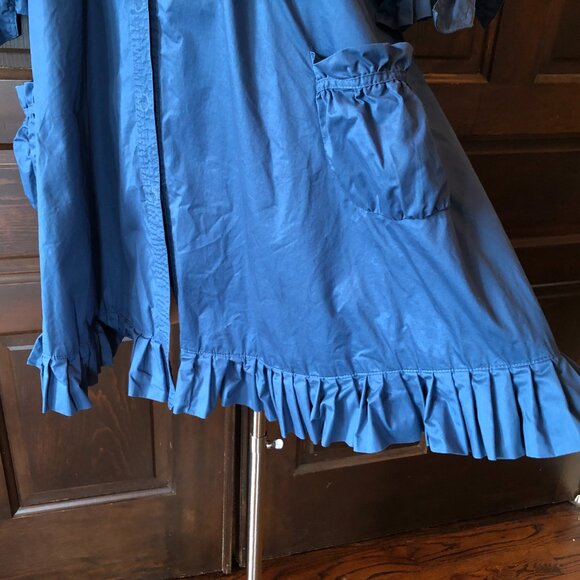 Grace and Desire Swing Coat Jacket Blue Pleated Ruffle Sz L Short Sleeve w/ Bow - Picture 5 of 13